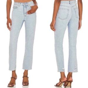 Lovers + Friends Reece High‑Rise Slim Straight Palms Jeans Light Wash Denim 28